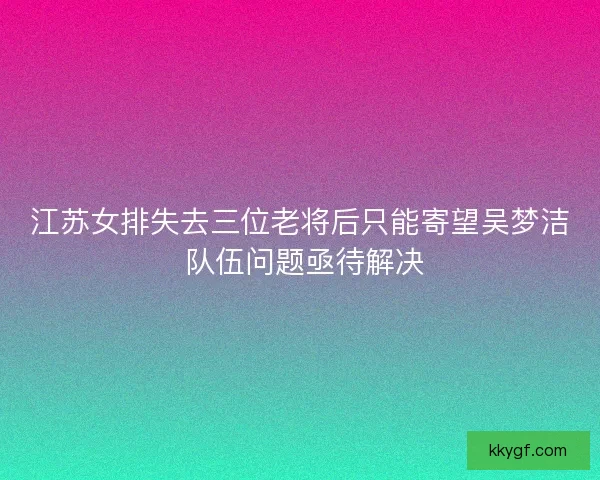 江苏女排失去三位老将后只能寄望吴梦洁 队伍问题亟待解决